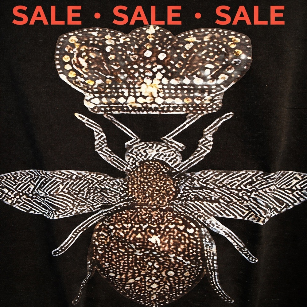 Source Unknown Black Tee with Metallic Gold & Silver Bee Graphic